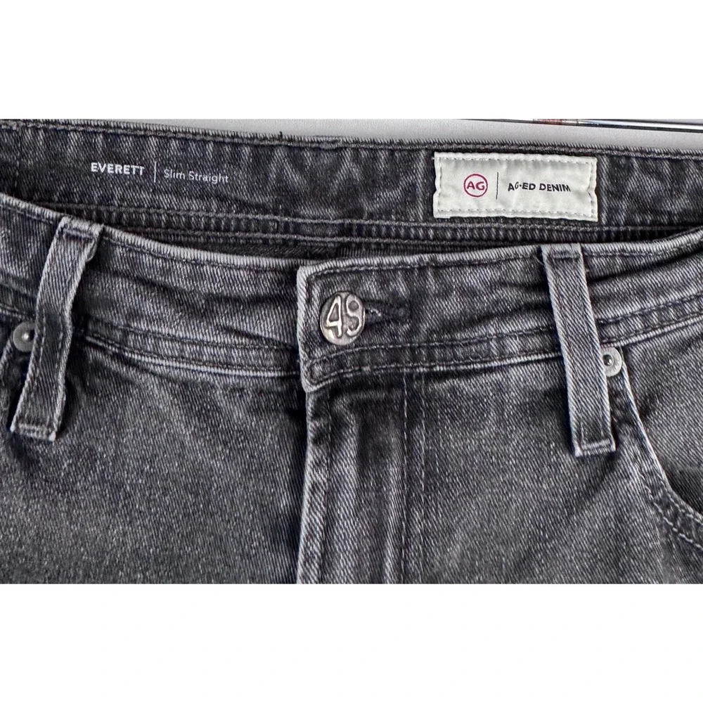 AG Adriano Goldschmied Everett Slim Straight‎ Grey Jeans Mens 34x33 preppy dandy